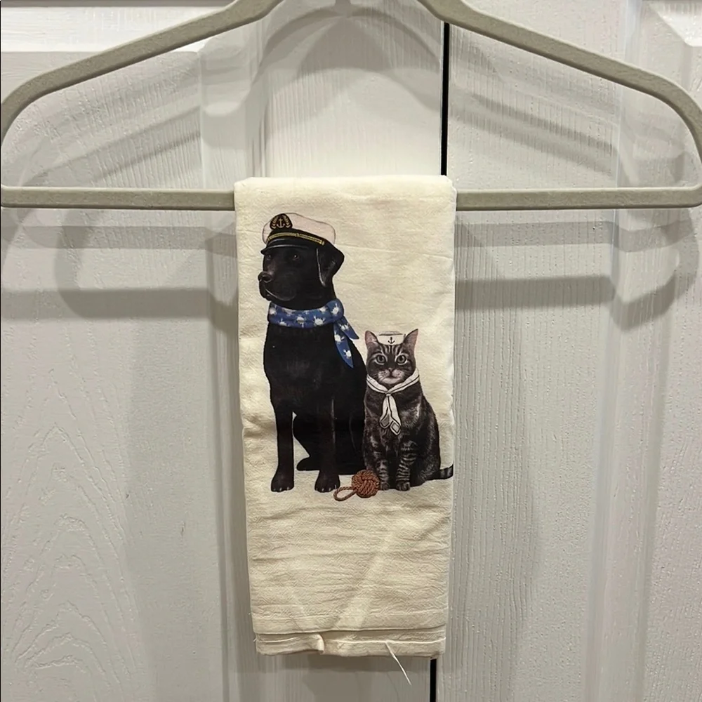 Sailor Dog and Cat Kitchen Tea Towel